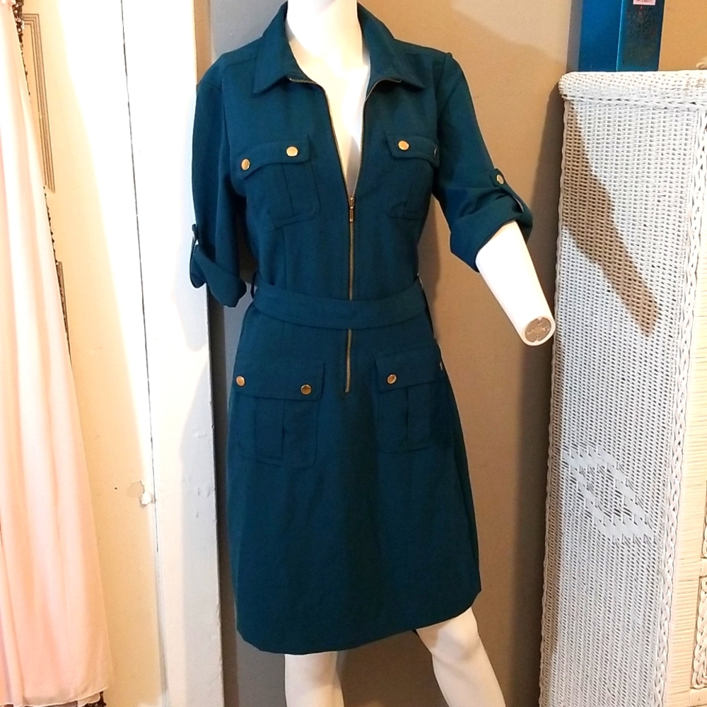 Sheragano Hunter Green dress NWOT